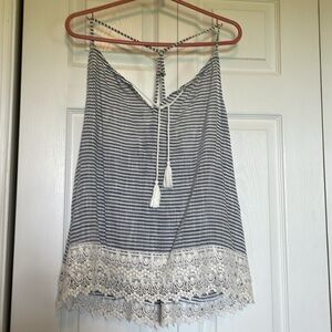 Women’s Bohemian XL Tank Top adjustable Racerback Boho Cottagecore Crocheted